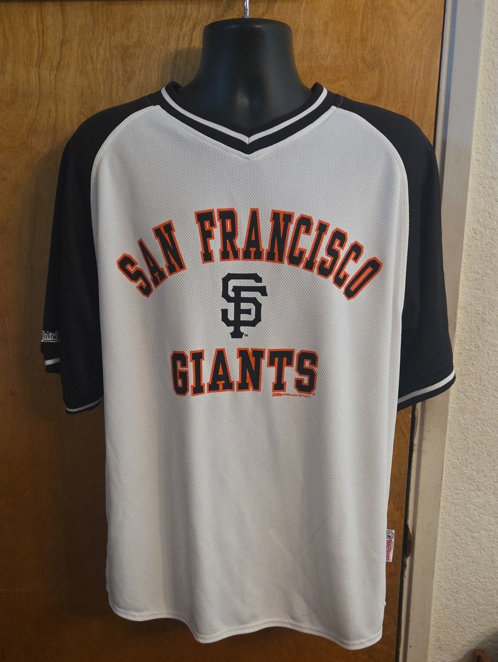 NWT Stitches San Francisco Giants Mens Grey Black MLB V-Neck Jersey‎ Size Large